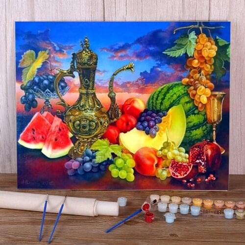 Fruit Still Life DIY Painting By Numbers Set Oil Paints 40*50 Picture By Numbers Photo New Design For Adults Handiwork