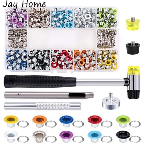 500 Sets Grommet Kit 3/16 Inch Metal Eyelets Set with 4Pcs Install Tool Kit for DIY Clothes Shoes Bag Paper Leather Crafts