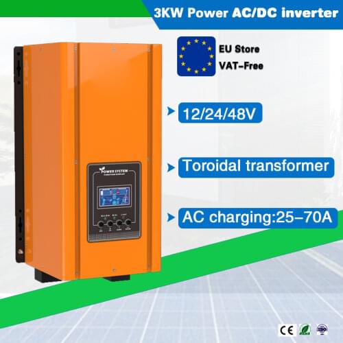12/24/48V DC/AC 3000W 110/120/230/240Vac Low Frequency Pure Sine Wave Off Gird Power Inverter Charger with Toroidal Transformer