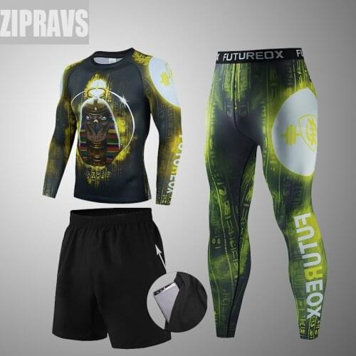 New mens three-piece fitness running tights gym training pants sportswear compression shirts jogging suits leggings protective
