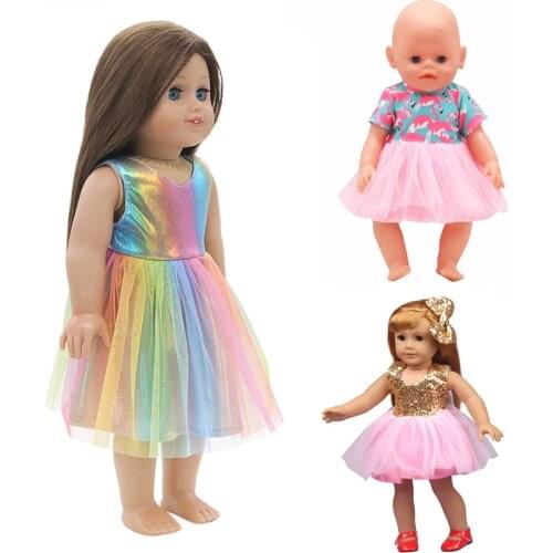 Doll Clothes Fit 18Inch American Doll 3 Styles Dress Shirt for 43CM Baby New Born Doll Generation Gifts Dress Accessories