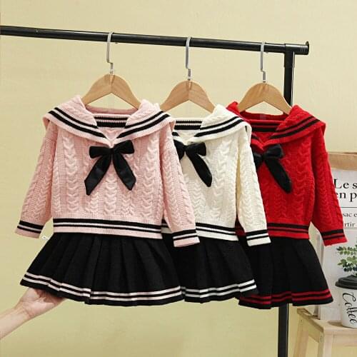 Autumn Winter Clothes Toddler Baby Girls Clothes Knit Tops+Mini Skirt Warm Outfits Sets Clothes 5Y Baby Girls Christmas Costume