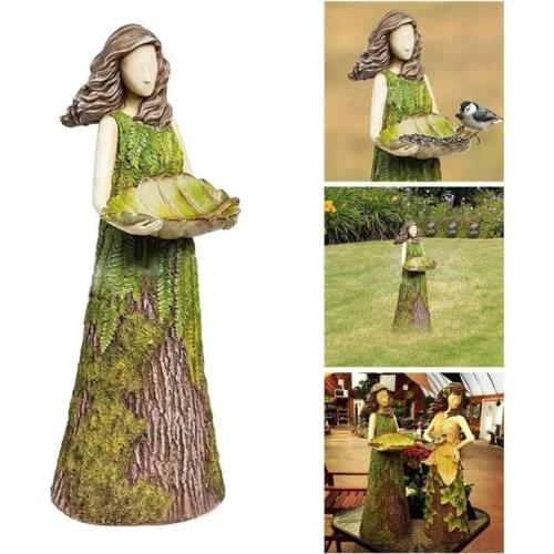 Resin Garden Statue Bird Feeder Ornament Figurine Photo Props Lawn Craft