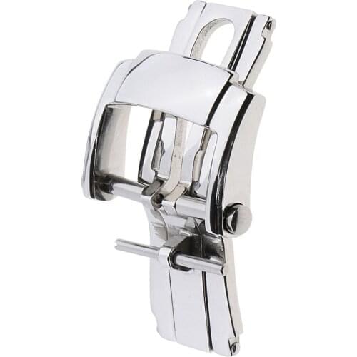 Silver Stainless Steel Deployment Buckle Clasp Butterfly Buckle for Wrist Watch Push Button 16mm