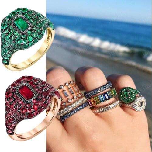 Luxury Trendy paved Full AAA Cubic Zirconia New Trendy Rings For Women Bridal Wedding Engagement Rings Anniversary Jewelry