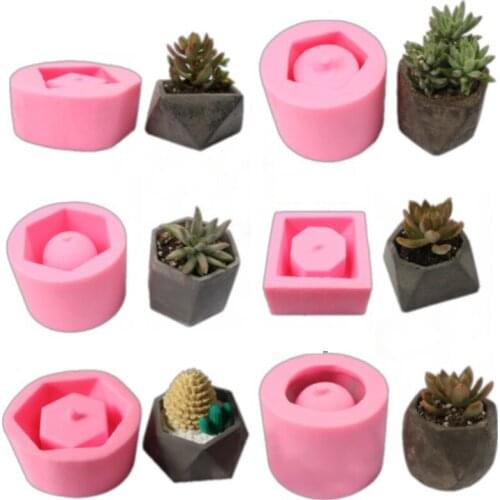 6 shapes Large Succulents silicone Cement molds resin clay mould Green plant pot moulds fondant mousse dessert candle molds