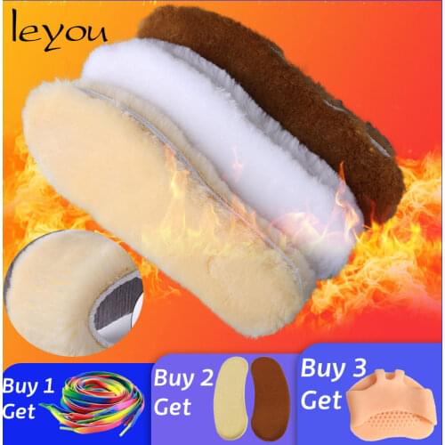 Leyou Unisex Faux Sheepskin Wool Insoles Winter Fur Soft Insoles With Pads Warm Insoles for Shoes