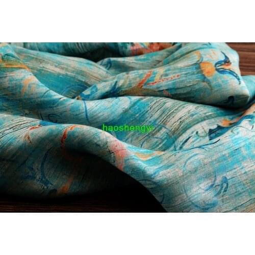 Brand linen high-end printed loose robe fabric, summer and autumn style ethnic clothing fabric