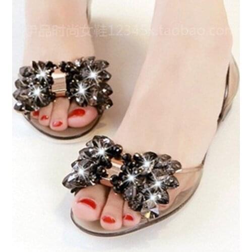 2017 Ladies Attractive ( 4 To 9 ) Top Selling Antiskid Dazzling Crystal Bowtie Rhinestone Open Toe Shoes Champagne/Black