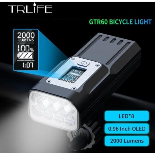 10000mAh 8LEDS Bike Light USB Rechargeable Powerful LED Bicycle Light Digital Display MTB Flashlight Front Lamp as Power Bank