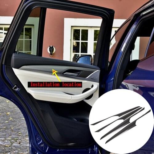 4 Pcs Real Carbon Fiber Car Interior Door Trim Strip Auto Parts Interior For BMW X3 G01 2018-2020