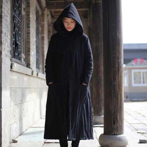 Top quality retro coat 2018 New winter thickening outwear X-long overcoat hooded garment Le manteau cotton-padded Witch robe