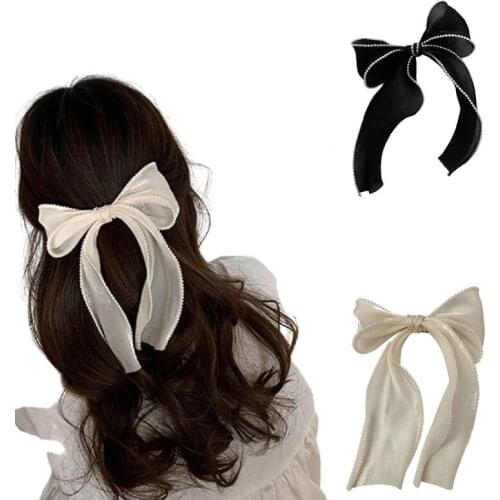 Ribbon Velvet Bow Hair Clip Korean Mesh Hairpin Scrunchie For Women Girls Fashion Head Headdress Head Wear Cute Hair Accessories