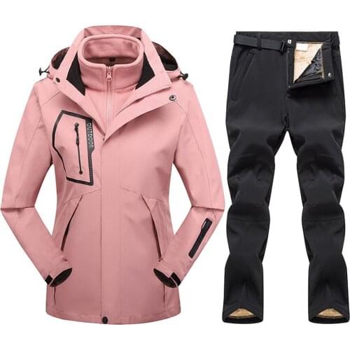 Women Ski Suit Waterproof Fleece Ski Jacket Pants Female Skiing Snowboard Suits Womens Winter Sports Warm Breathable Ski Set