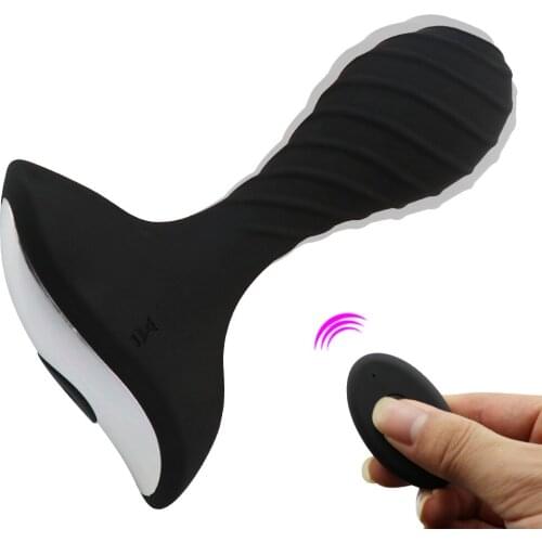 10 Frequency Charging Remote Control Screw Silicone Anal Plug for Female Male Gay Sex Toy Massage AV Rod