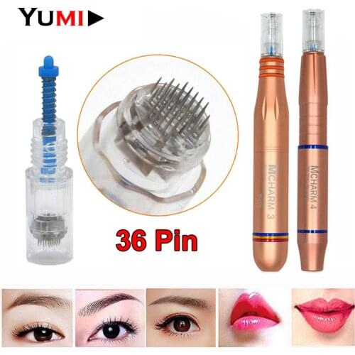 100PCS/lot 9mm Screw Disposable Sterile 3D Micro 36 Pin Chip Needles Cartridges Tips For Charmant MCHARM 3 4 Artmex Pen