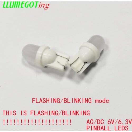 20pcs Warm White Flashing Blinking 194 T10 #555 Wedge Base Frosted Non polarity AC DC 6V 6.3V Pinball Game Machine Leds