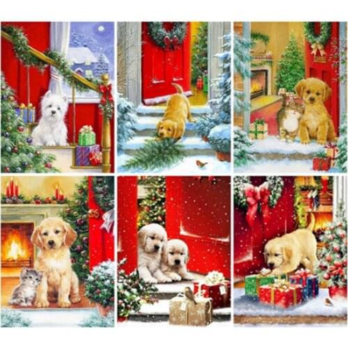 5D DIY Diamond Painting Cartoon Cross Stitch Kit Diamond Embroidery Christmas Embroidery Mosaic Dog Handmade Hobby