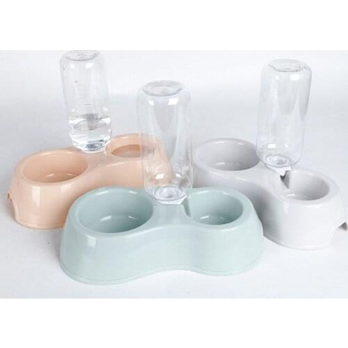 Pet Automatic Feeder Bowl Dog Cat Food Bowl With Water Bottle Dispenser Dog Cat Water and Food Bowl Set Pet Feedig Supplies