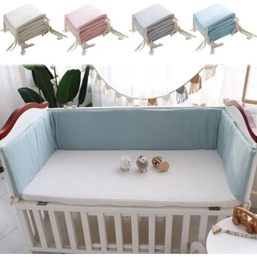 Baby Cot Bumper Crib Rail Padding One-piece Breathable Crib Bumper Pad with Invisible Zipper for Baby Crib Bedding Room Decor