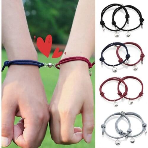 2pcs 2021 Attractive Handmade Bracelet Women Lovers Couple Magnet Charm Female Male Paired Friendship Wholesale Jewelry