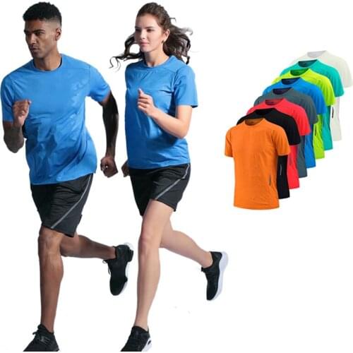 Quick Dry Gym Shirt Men Summer Womens Sportswear Running Tshirts Sport Female Tops Training Short Sleeves logo personalized