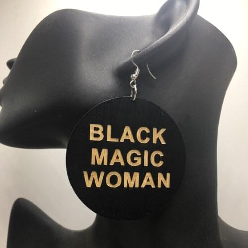 Black Magic Woman Wooden Earrings