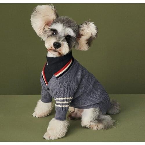 Designer Dog Clothes Pet Ropa Perro Costume Para For Small Dogs Shih Tzu Yorkshire Teddy Retro Cardigan Knitted Jersey Sweater