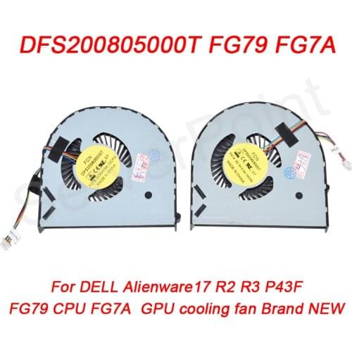For DELL Alienware17 R2 R3 P43F FG79 CPU FG7A GPU Cooler Fan DFS200805000T FG79 FG7A Well Tested