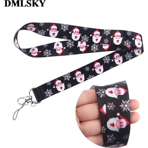 DMLSKY Cartoon Santa Claus Keychain snowflake Phone Lanyard Christmas gift lanyard for Keys ID Card Mobile Phone M4043