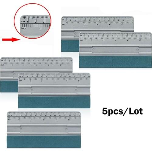 FOSHIO 5PCS Carbon Fiber Film Vinyl Car Wrapping Scaled Scraper No Scratch Suede Felt Squeegee Car Wrap Tool Window Tint Install