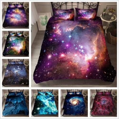 Galaxy Full Queen Size Duvet Cover Bedding Sets 2/3PC Universe Space Planet Star Soft Microfiber Quilt Cover With Pillowcases