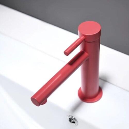 Bathroom Basin Faucets Brass Sink Mixer Tap Hot & Cold Deck Mounted Red/Brushed Gold Lavatory Water Crane Tap New Arrival