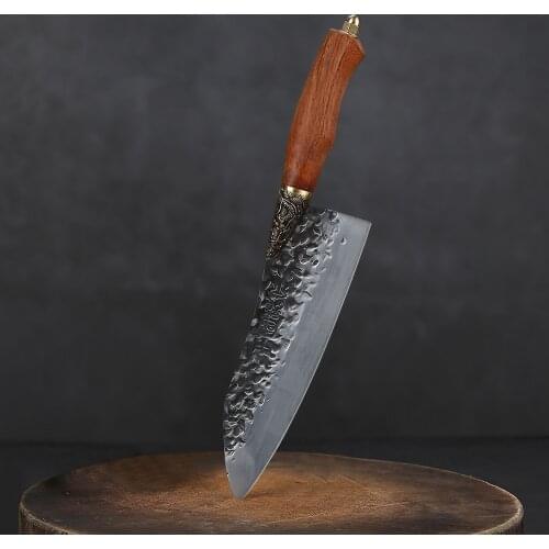 Little Cook 8 inch Handmade Chinese Kitchen Chef Knife sharp Meat Cleaver Vegetable cutter fixed blade figured Cooking Tools