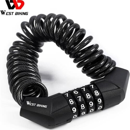 WEST BIKING MINI Helmet Lock 4 Digit Password Bicycle Lock for Scooter Motorcycles Cycling Portable Anti-theft Bike Cable Lock