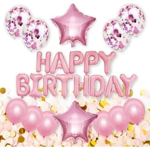 Birthday Balloon Set Rose Gold Birthday Balloon Party Decorations Sequin Confetti Balloon Five-pointed Star Balloon
