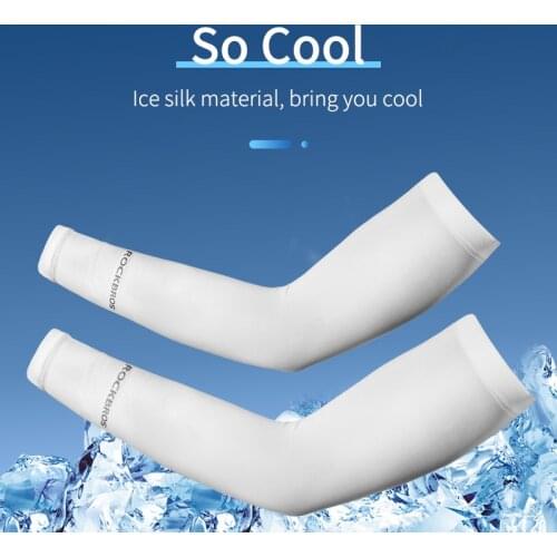 ROCKBROS Cool Cycling Arm Sleeves Men Women Ice Silk Sun Protection Arm Warmers For Outdoor Sport Fishing Running Basketball