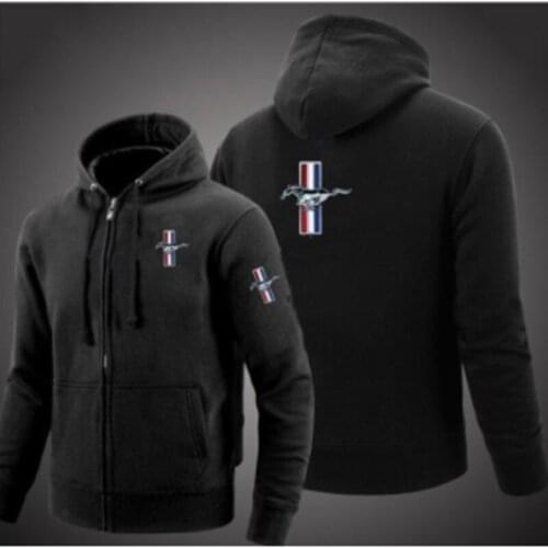 2021NEW MUSTANG logo zipper Sweatshirt Men Zipper Hoodies Autumn Hoodie Winter Long Fashion Casual Clothes