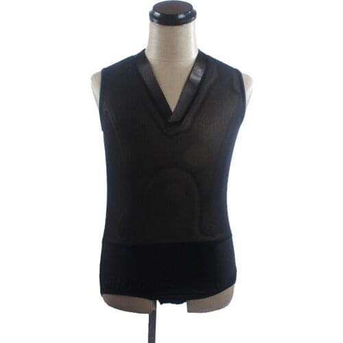 New Dance Tops Men Costume Black Sleeveless Top Fitness Shirt Adult Chacha Tango Summer Man Black Latin Practice Wear VDB652