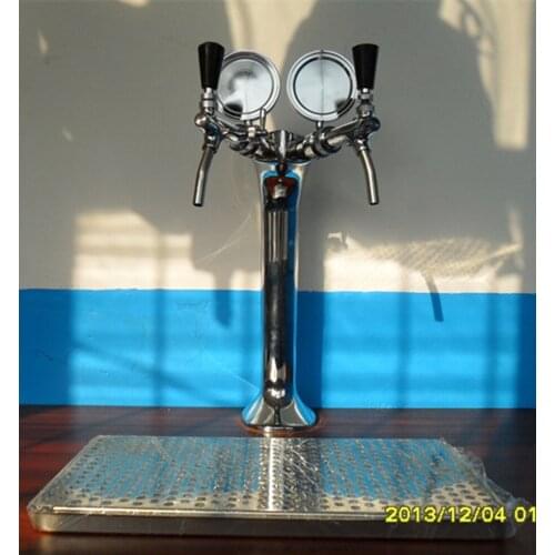 Double faucet beer tower with drip tray and medallion