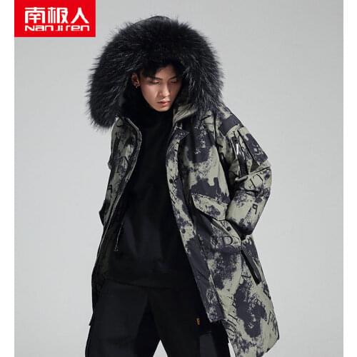 New down jacket mens middle and long style thickened Korean over knee camouflage cool winter coat trend