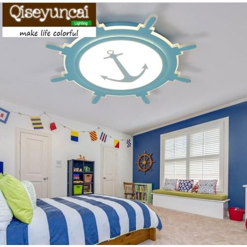 Qiseyuncai 2018 childrens room led eye protection Acrylic Ultrathin Rudder ceiling lamp, boy room, warm bedroom lighting