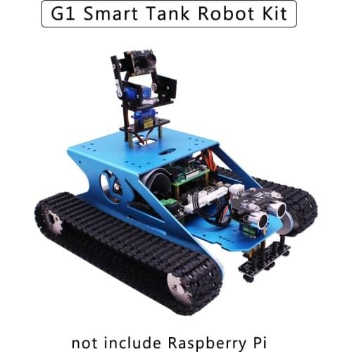 Raspberry Pi G1 Smart Tank Robot Kit with WiFi Camera DIY Tracking Obstacle Avoidance Car for Raspberry Pi Model 4B/3B