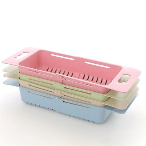 Adjustable Dish Drainer Sink Drain Basket Washing Vegetable Fruit Plastic Drying Rack Kitchen Accessories Organizer