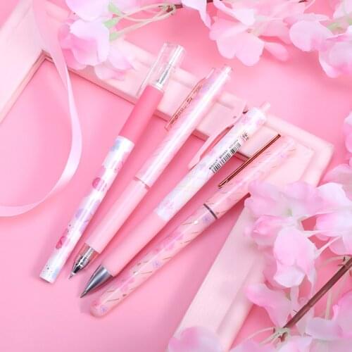 M&G Sakura Blossoms 0.5mm Rollerball Pen Cute Gelly Roll Gel Pens Quick-Dry Ink Fine Signature Pen School Office Gift Stationery