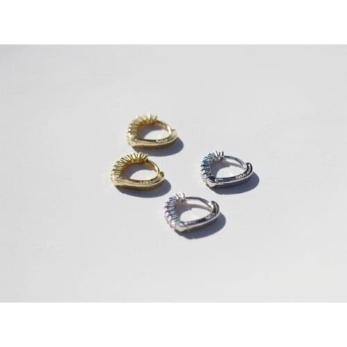 925 Sterling Silver Earring Fashion Zircon Cute Heart Ear Ring Ear Bone Ear Buckle Wild Trend Wild Female Girl Silver Ear Jewelr