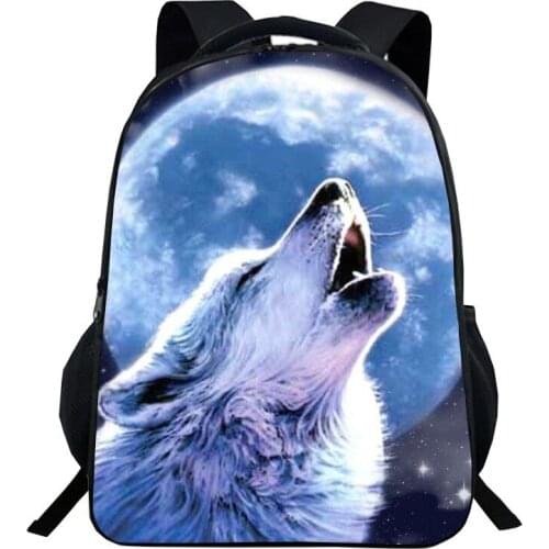 New 3D Animal print schoolbag For Girls Boys male and female pupils Backpack cool wolf head print schoolbag