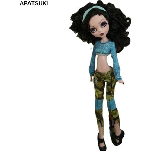 Blue Crop Top Camouflage Pants for Bratz Dolls Outfits Fashion Doll Clothes For Monster High 1/6 DIY Kids Toys Accessories