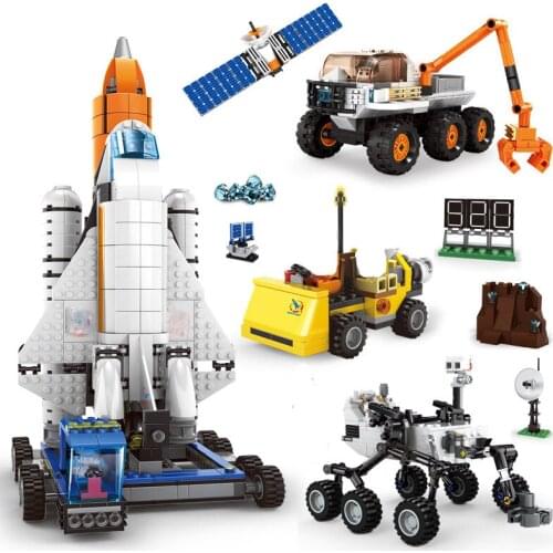 Military series city creator space base Lunar rover space shuttle DIY Model Building Blocks Bricks Toys Gifts