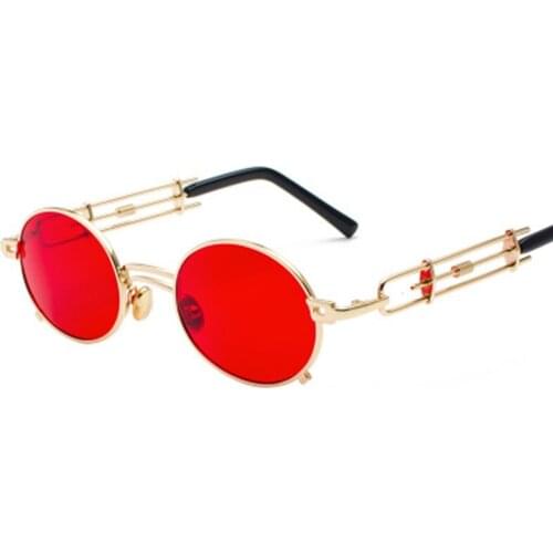 High End Metal Men Women Punk Steampunk Vintage Glasses Oval Sunglasses Retro